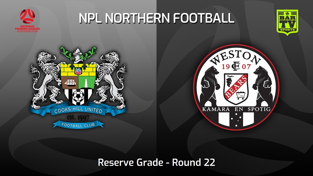 230813-NNSW NPLM Res Round 22 - Cooks Hill United FC (Res) v Weston Workers FC Res Slate Image