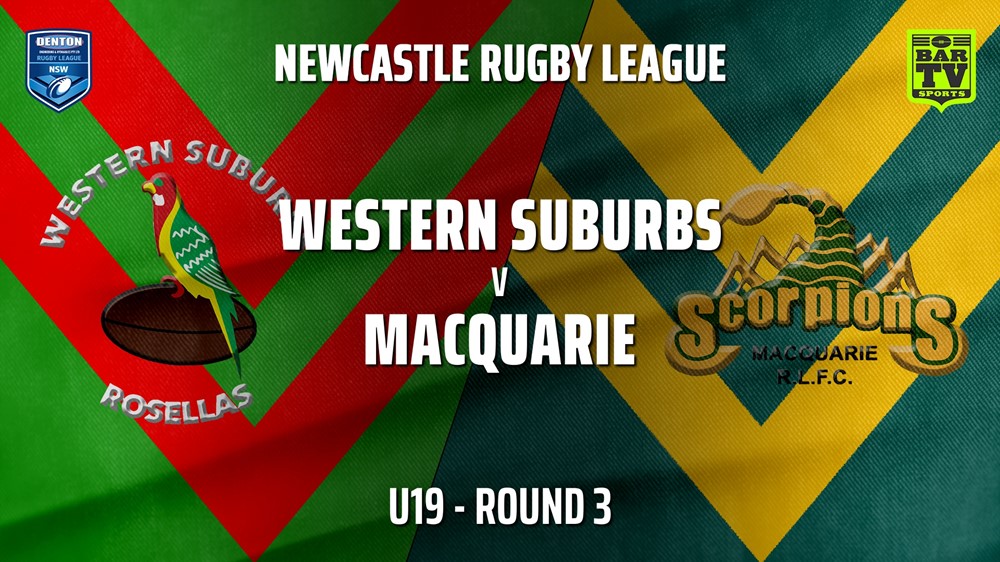 Newcastle Rugby League Round 3 - U19 - Western Suburbs Rosellas v Macquarie Scorpions Slate Image