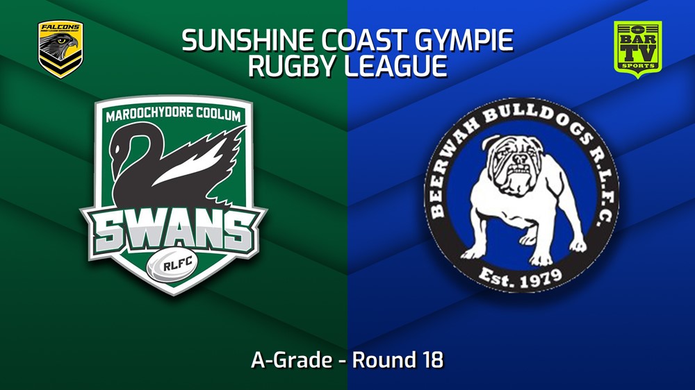 230819-Sunshine Coast RL Round 18 - A-Grade - Maroochydore Swans v Beerwah Bulldogs Minigame Slate Image