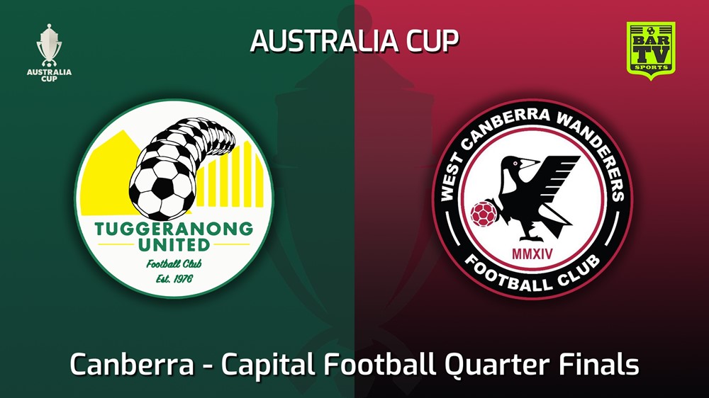 MINI GAME: FFA Cup Qualifying Canberra Capital Football Quarter Finals - Tuggeranong United v West Canberra Wanderers Slate Image