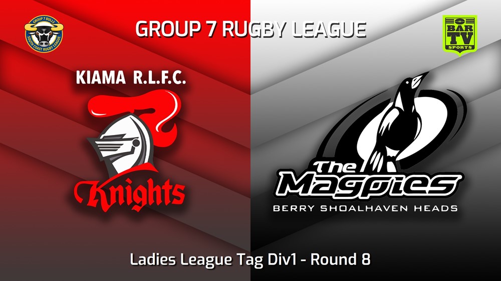 230521-South Coast Round 8 - Ladies League Tag Div1 - Kiama Knights v Berry-Shoalhaven Heads Magpies Slate Image