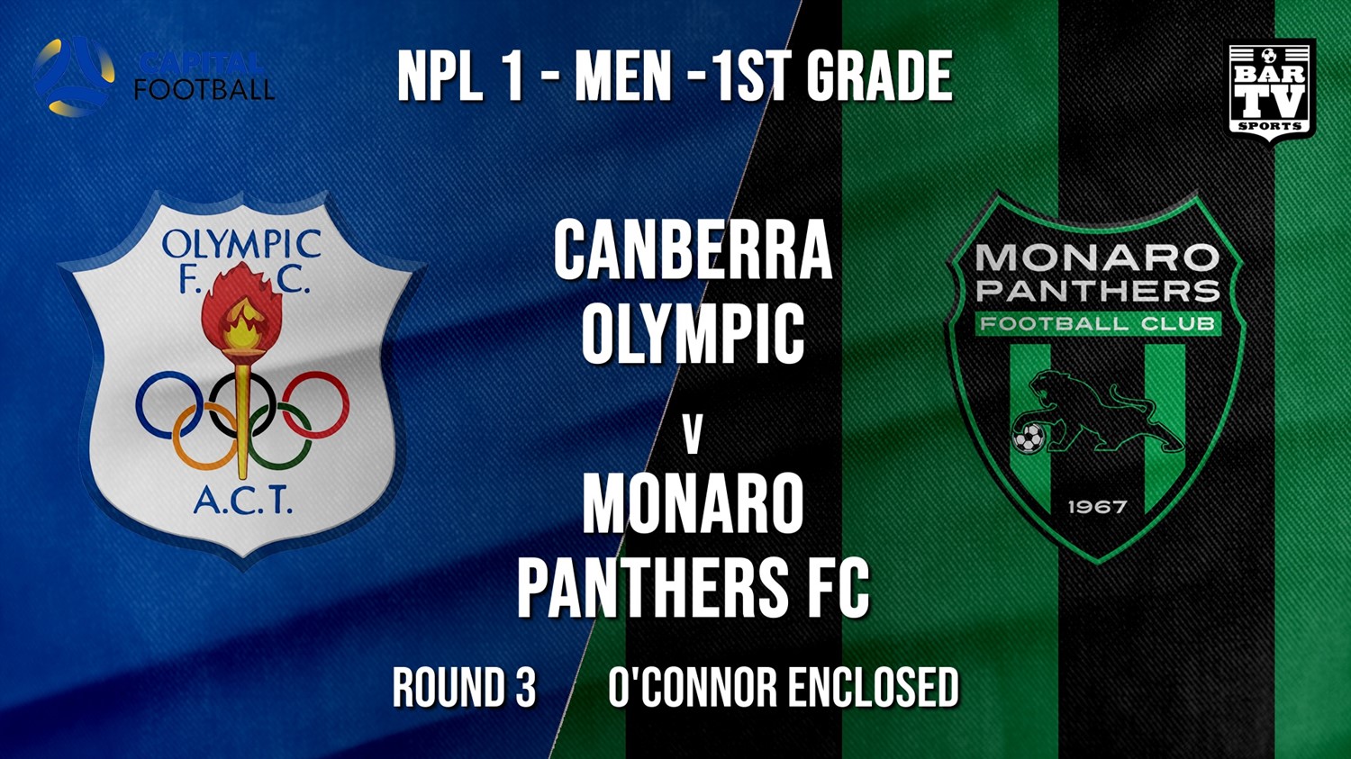NPL - CAPITAL Round 3 - Canberra Olympic FC v Monaro Panthers FC Minigame Slate Image