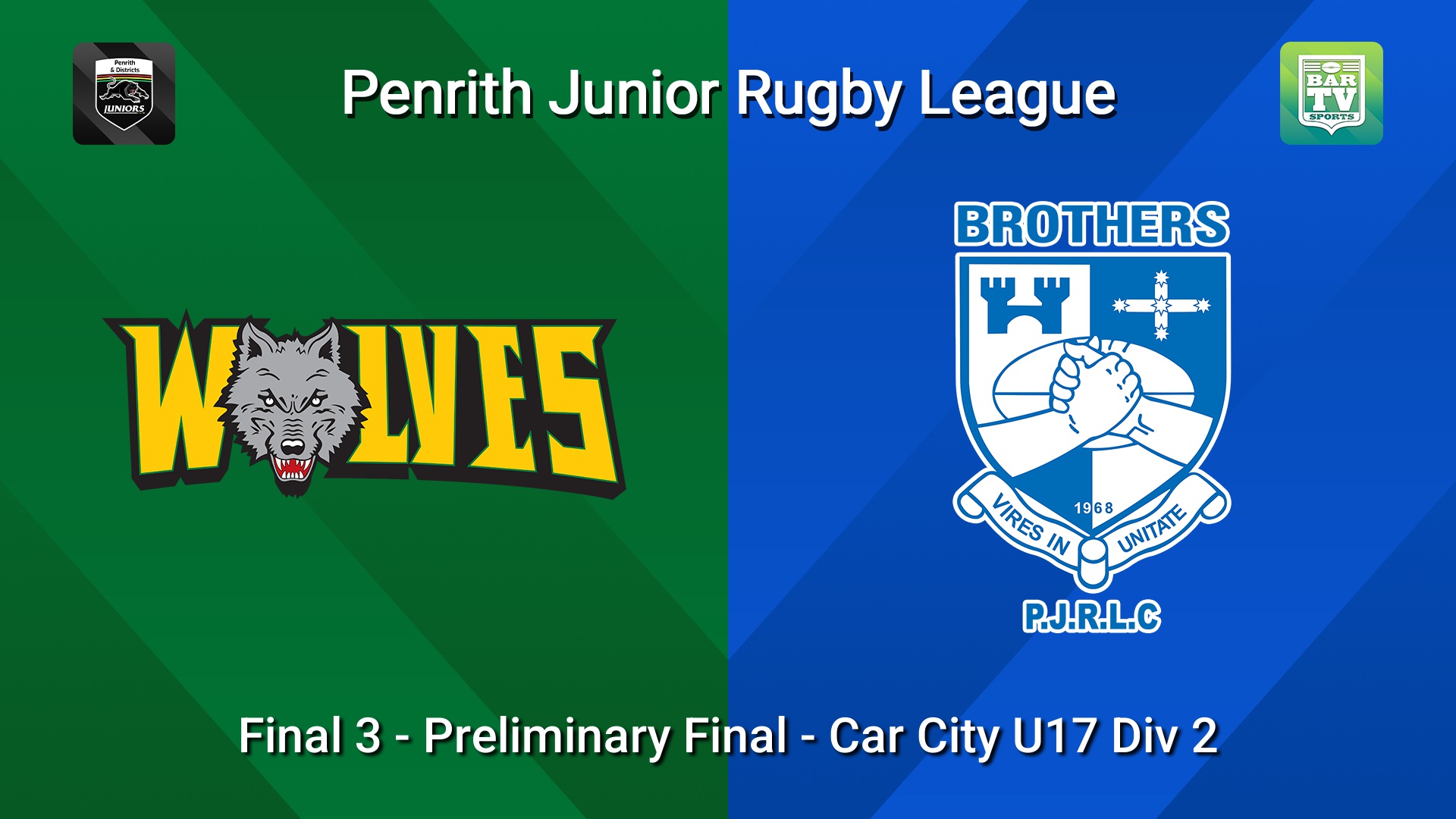 260829-video-Penrith & District Junior Rugby League Final 3 - Preliminary Final - Car City U17 Div 2 - Windsor Wolves v Brothers Slate Image
