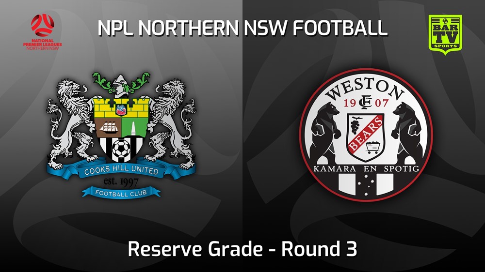 220319-NNSW NPL Res Round 3 - Cooks Hill United FC (Res) v Weston Workers FC Res Slate Image