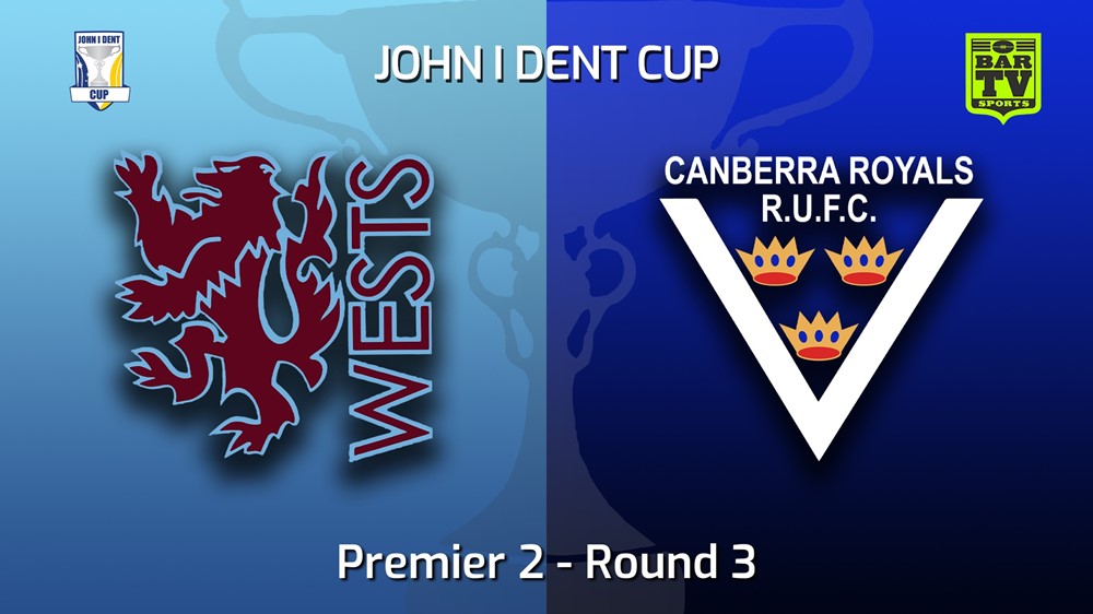 MINI GAME: John I Dent (ACT) Round 3 - Premier 2 - Wests Lions v Canberra Royals Slate Image