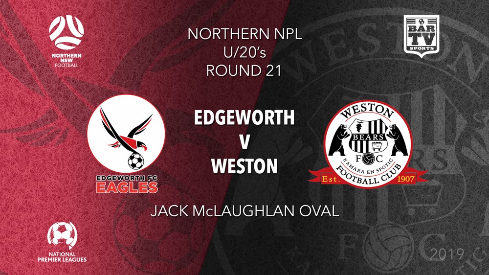 NPL Youth - Northern NSW Round 21 - Edgeworth Eagles FC U20 v Weston Workers FC U20 Slate Image