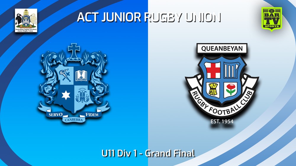 230902-ACT Junior Rugby Union Grand Final - U11 Div 1 - Marist Rugby Club v Queanbeyan Whites Slate Image