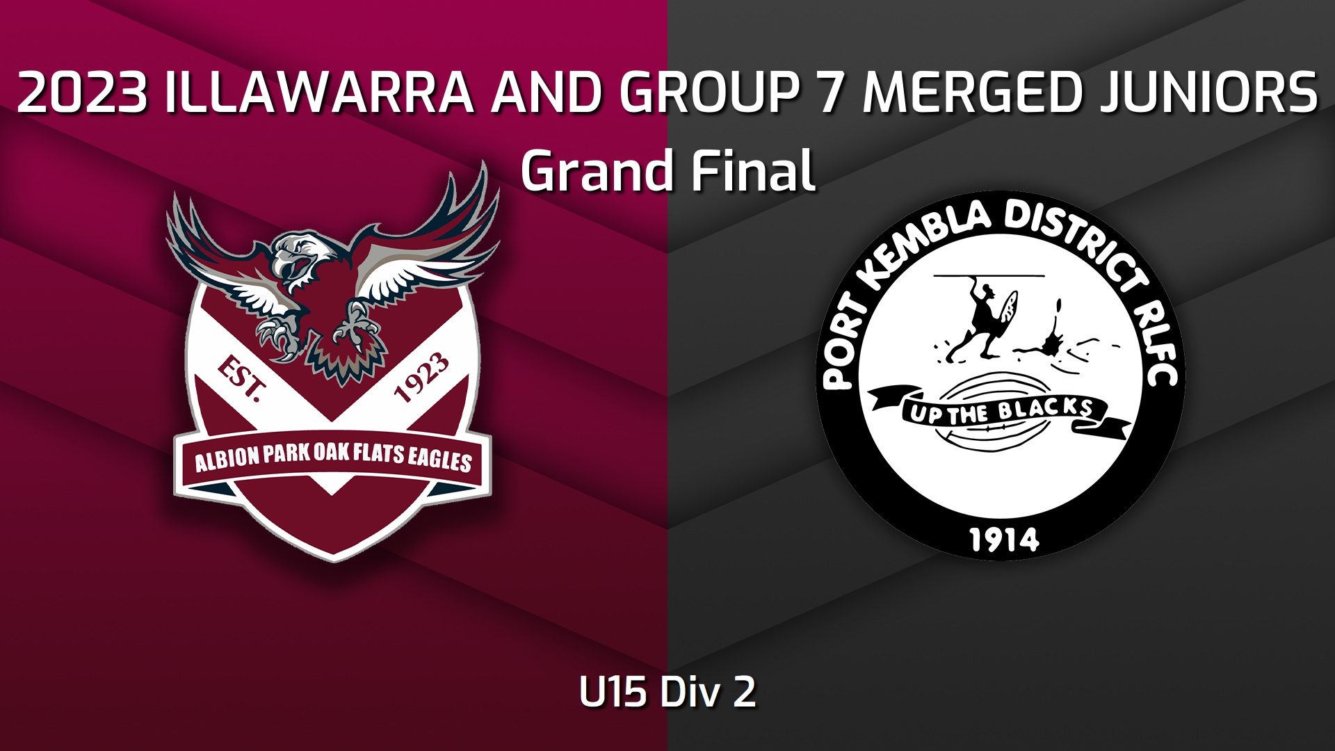 230909-Illawarra and Group 7 Merged Juniors Grand Final - U15 Div 2 - Albion Park Oak Flats Eagles v Port Kembla Blacks Slate Image