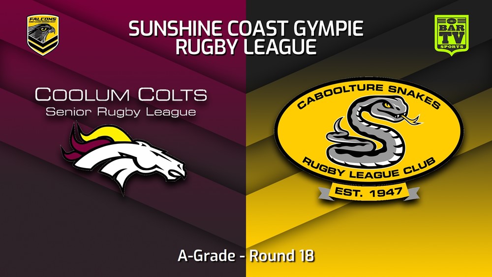 230819-Sunshine Coast RL Round 18 - A-Grade - Coolum Colts v Caboolture Snakes Minigame Slate Image