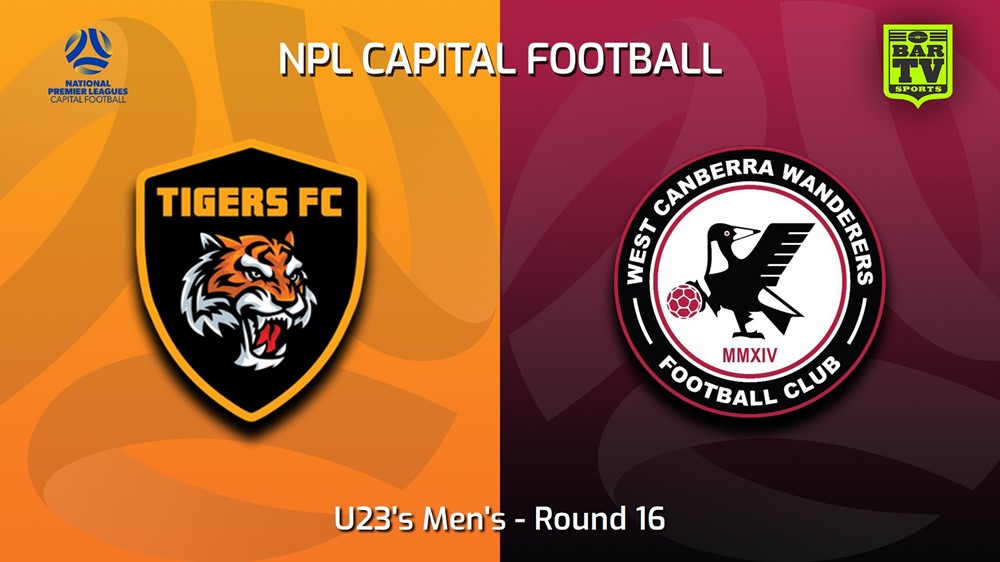 230729-Capital NPL U23 Round 16 - Tigers FC U23 v West Canberra Wanderers U23s Slate Image